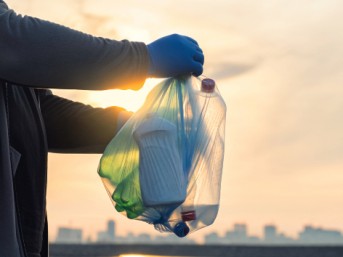 Plastic bottles in trash bag Georgia